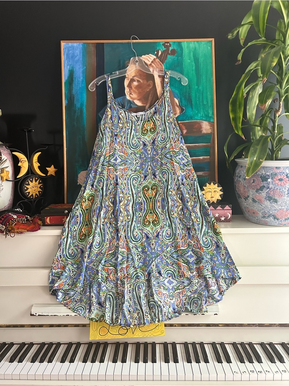 Annalee + Hope Blue Paisley Sleeveless Flowy Dress Size M Made in USA
